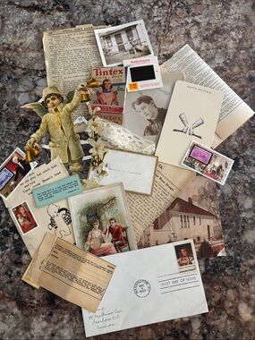 Vintage Mixed Media Home Art Collage in Cream, Brown, Black BB